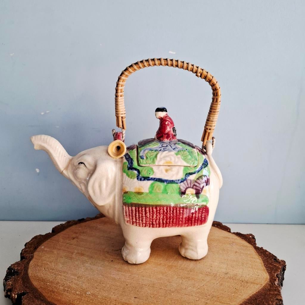 Brocante Japanse Banko keramische olifant theepot, Ophalen