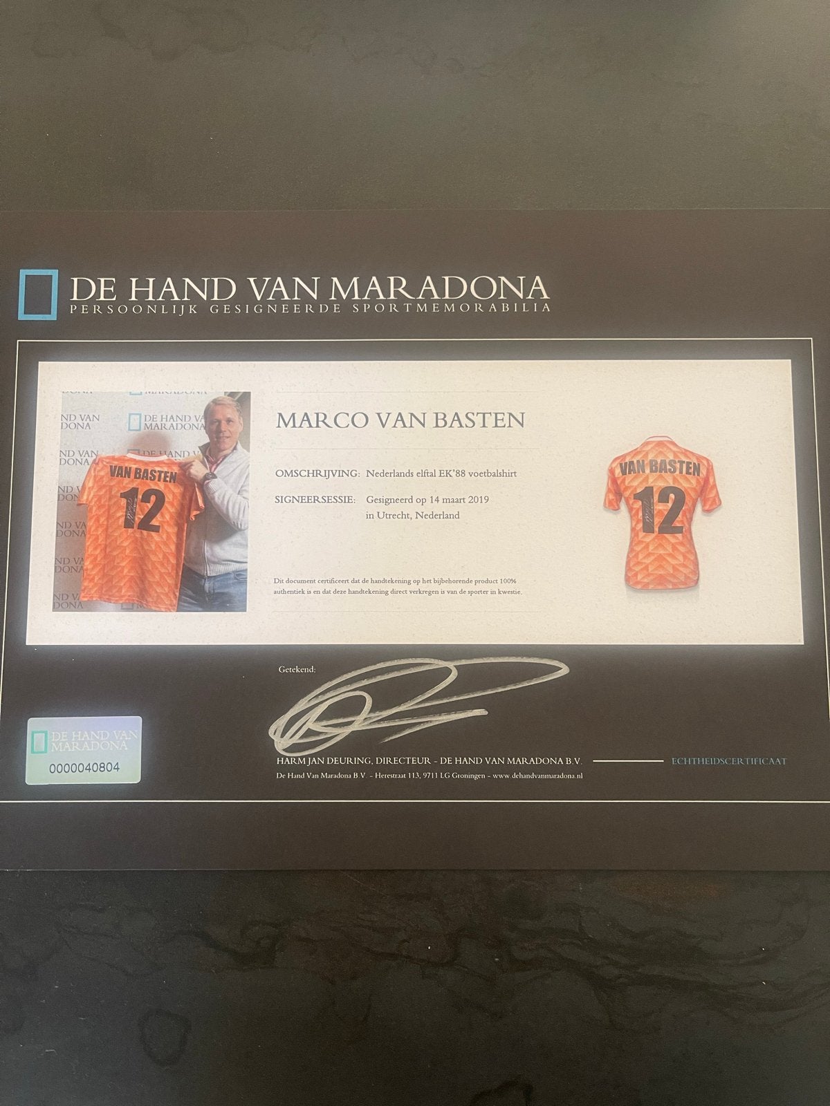 Gesigneerd zeldzaam Marco van Basten EK '88 Voetbalshirt, Ophalen of Verzenden, Nieuw, Overige binnenlandse clubs, Shirt