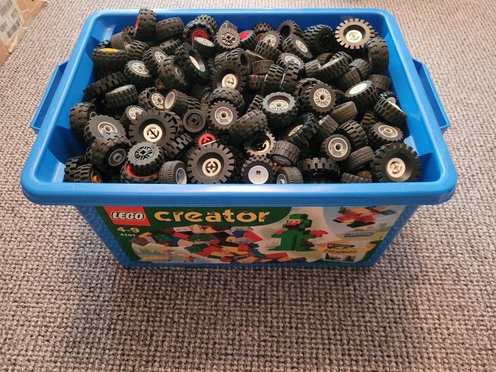 Partij Q7=900x Lego technic wielen gemengd, Lego, Lego, Gebruikt, Lego