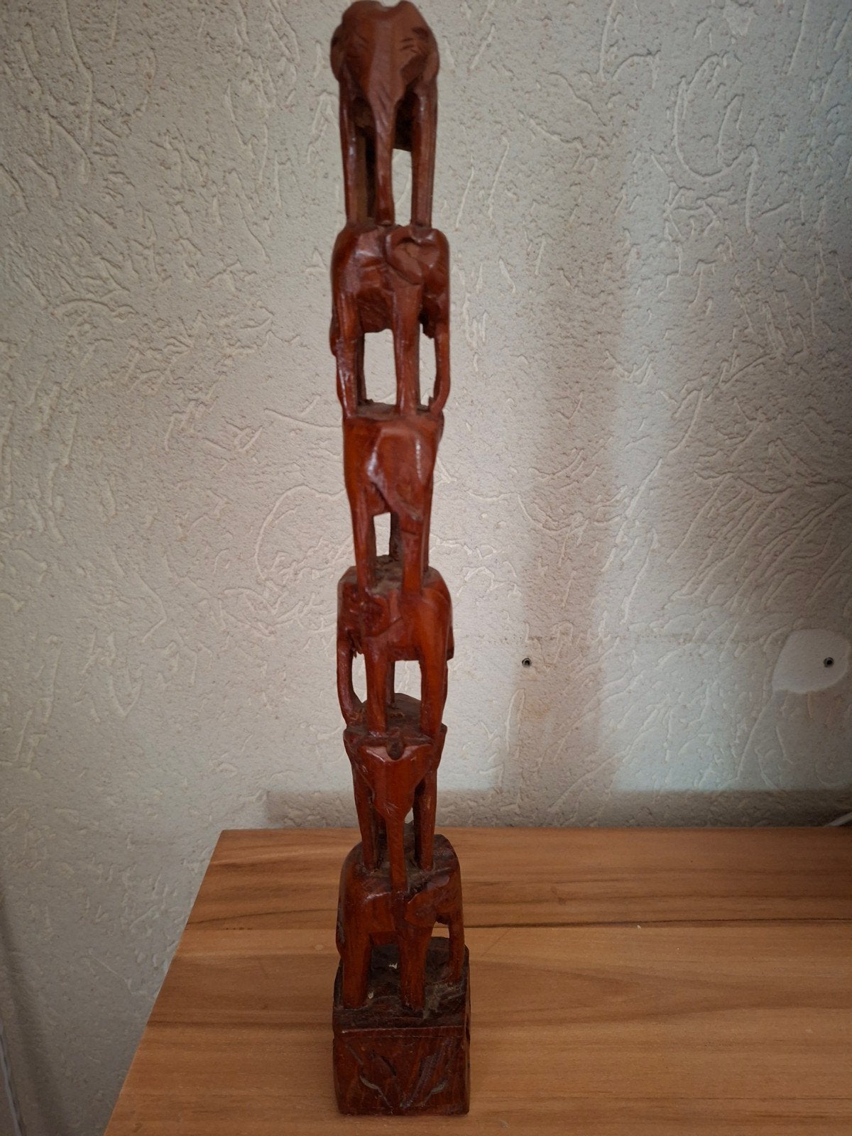 Vintage Afrikaanse handgemaakte olifantentoren, Ophalen, Houtsnijwerk, Handgemaakt, 20 - 50 cm