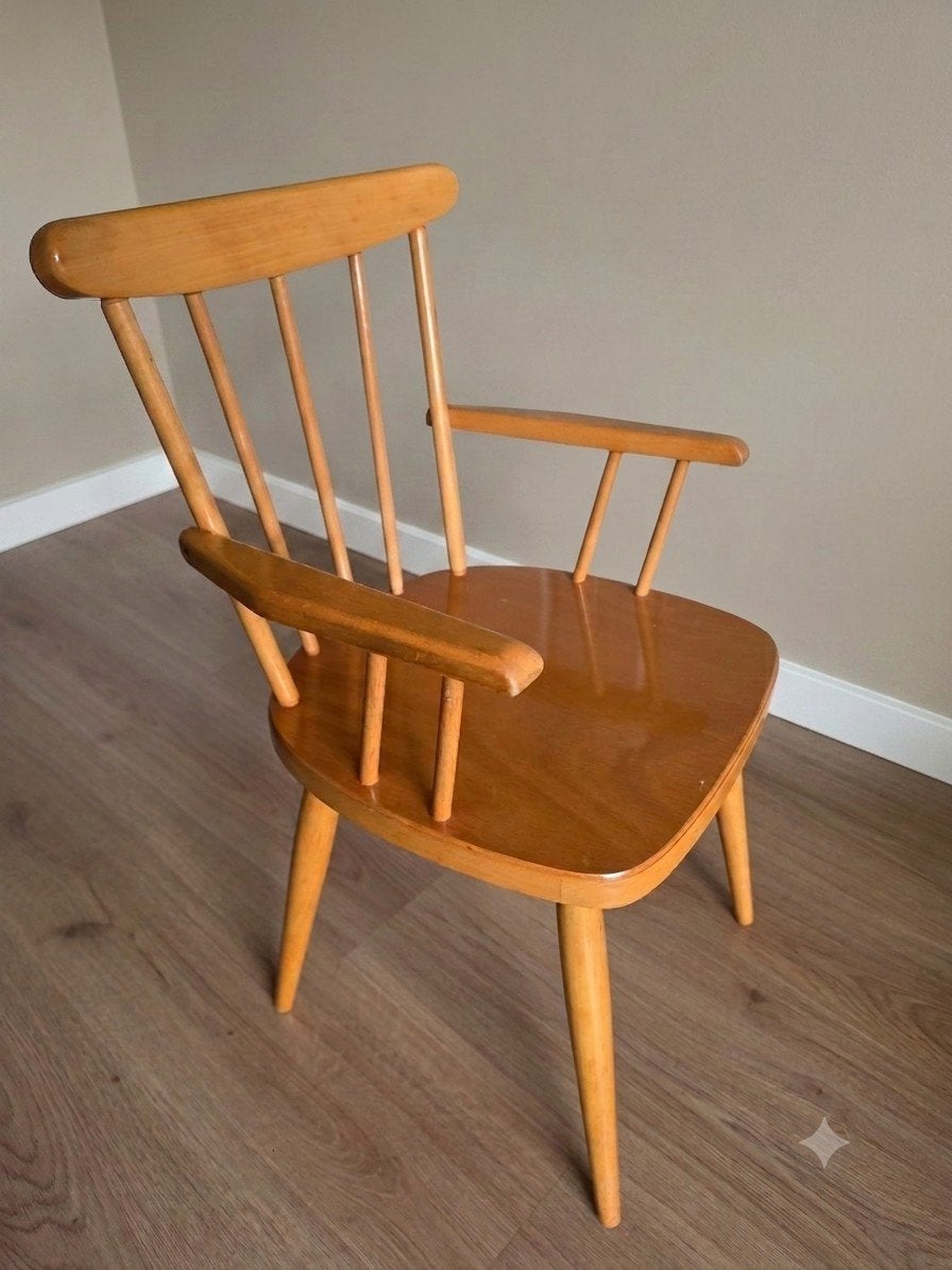 Prachtige Vintage Herlag Spijlen kinderstoel ('50/'60), Ophalen, Gebruikt, Overige typen
