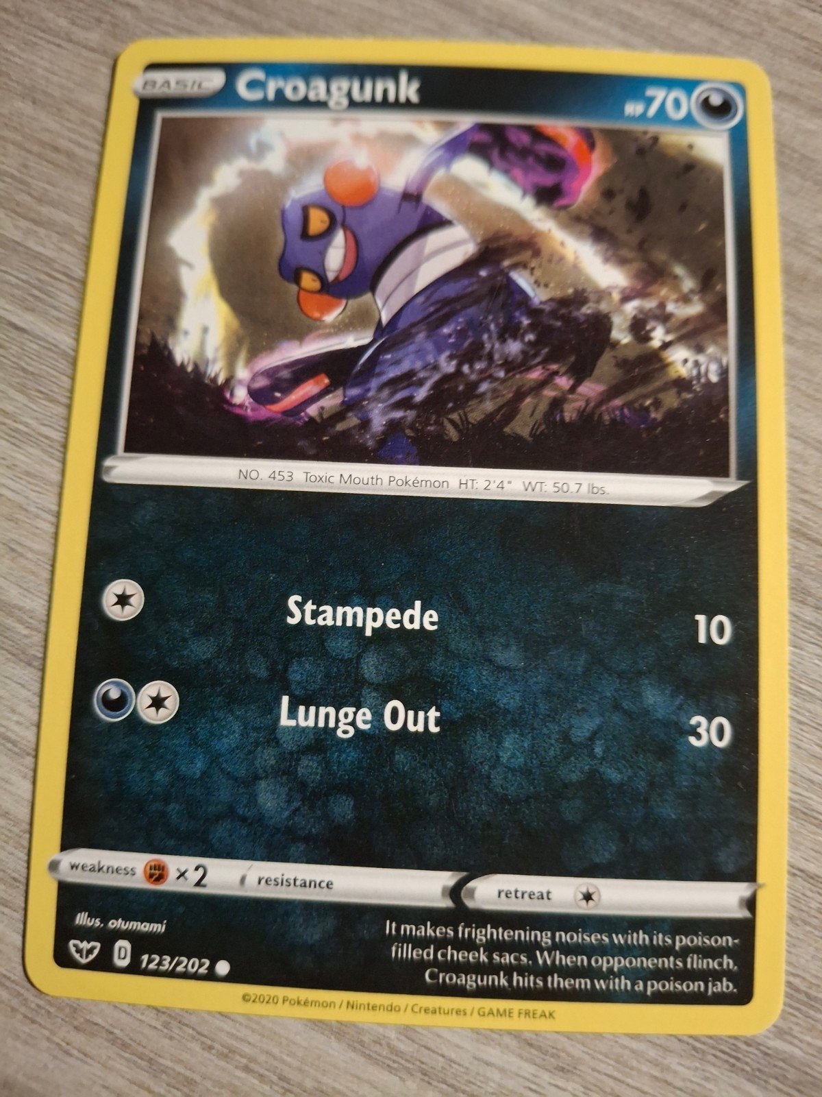 Croagunk Pokémon Kaart 123/202 - Basic, Ophalen of Verzenden, Zo goed als nieuw, Losse kaart
