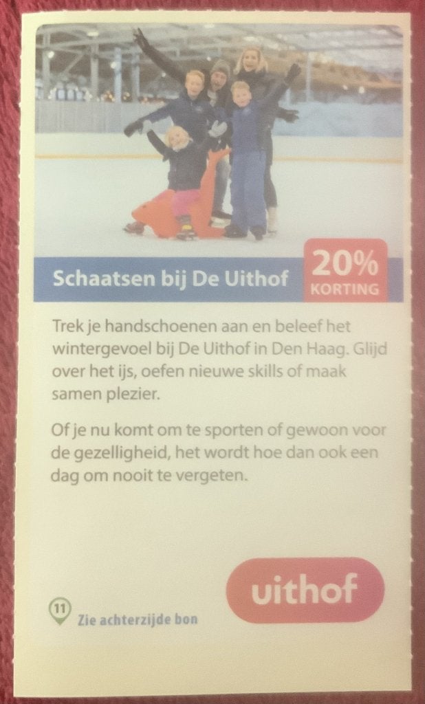 Schaatsen bij de Uithof in Den Haag Voordeelbon, Drie personen of meer, Kortingsbon, Overige typen
