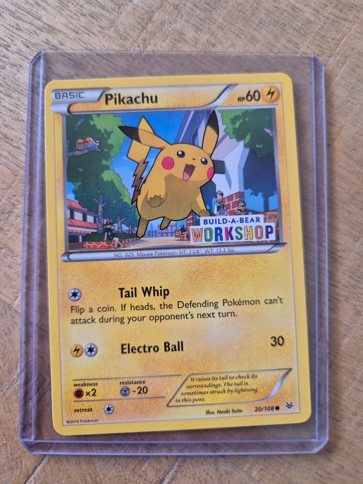Pikachu 20/108 Build-A-Bear Workshop Zeldzaam Pokémon Kaart, Ophalen of Verzenden