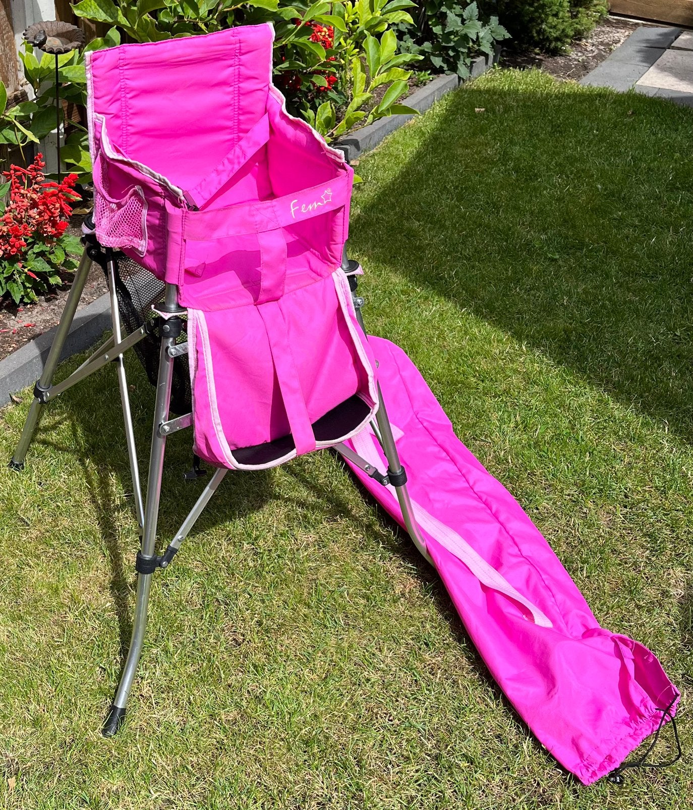 Femm camping kinderstoel, roze, Caravans en Kamperen, Ophalen, Zo goed als nieuw, Campingstoel