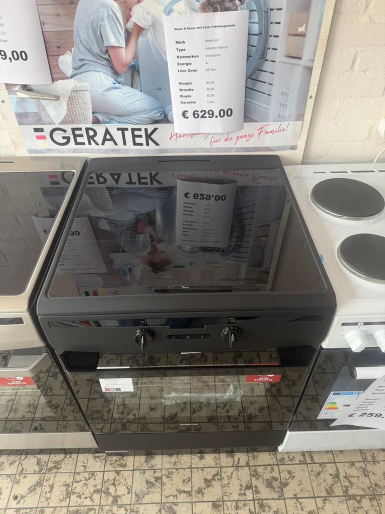 Inductie fornuis zwart Inventum nieuw 5 jaar garantie