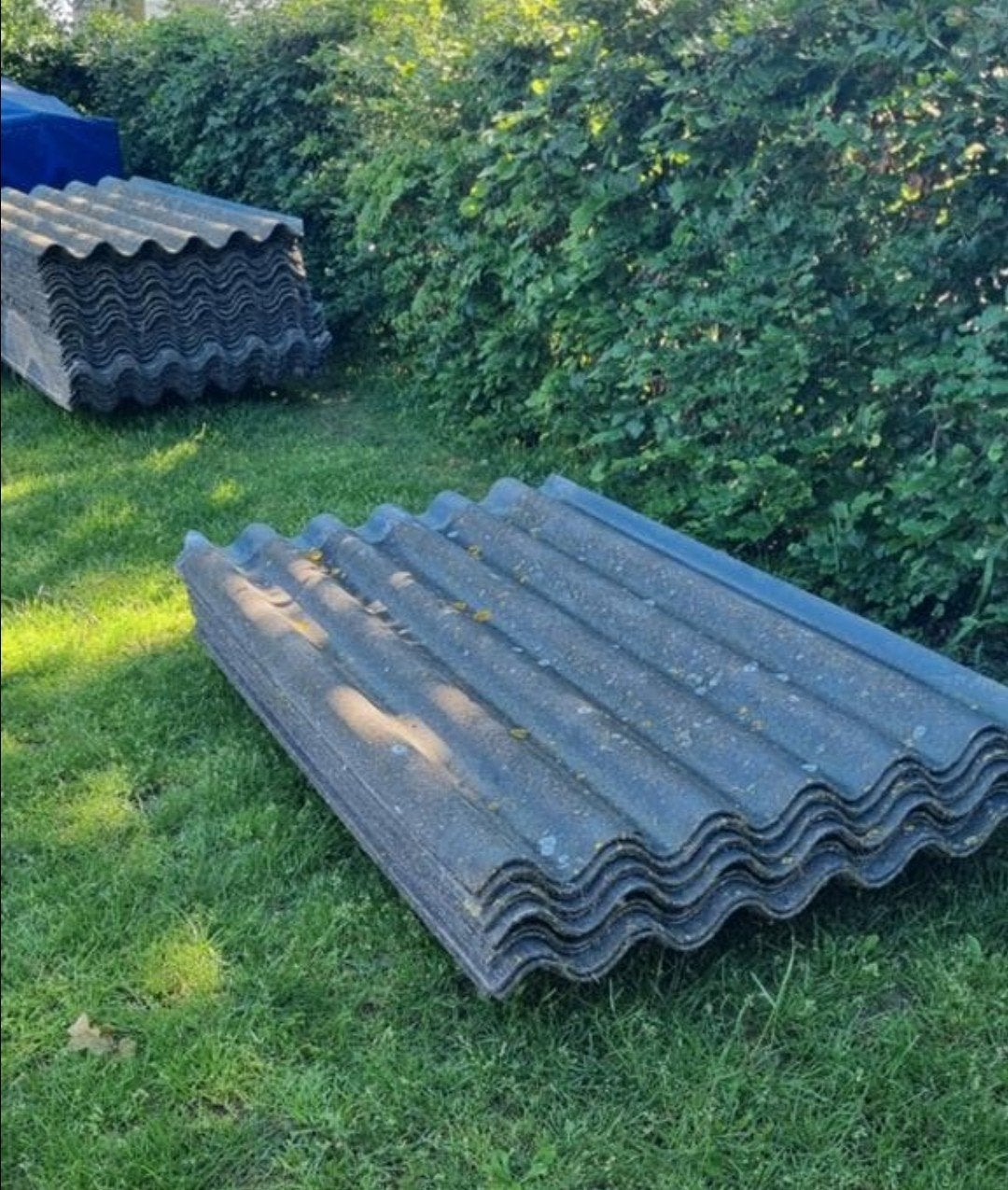 Gratis 6 x gebruikte vezelcement golfplaat 212x110cm, Ophalen, Overige materialen, Zwart, Golfplaat