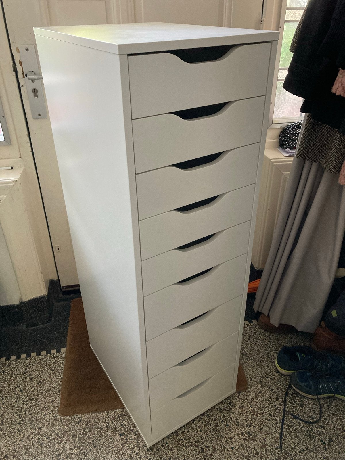 IKEA ALEX Ladeblok met 9 lades, wit, 36x116 cm, Ophalen, Overige materialen, Minder dan 50 cm, Gebruikt