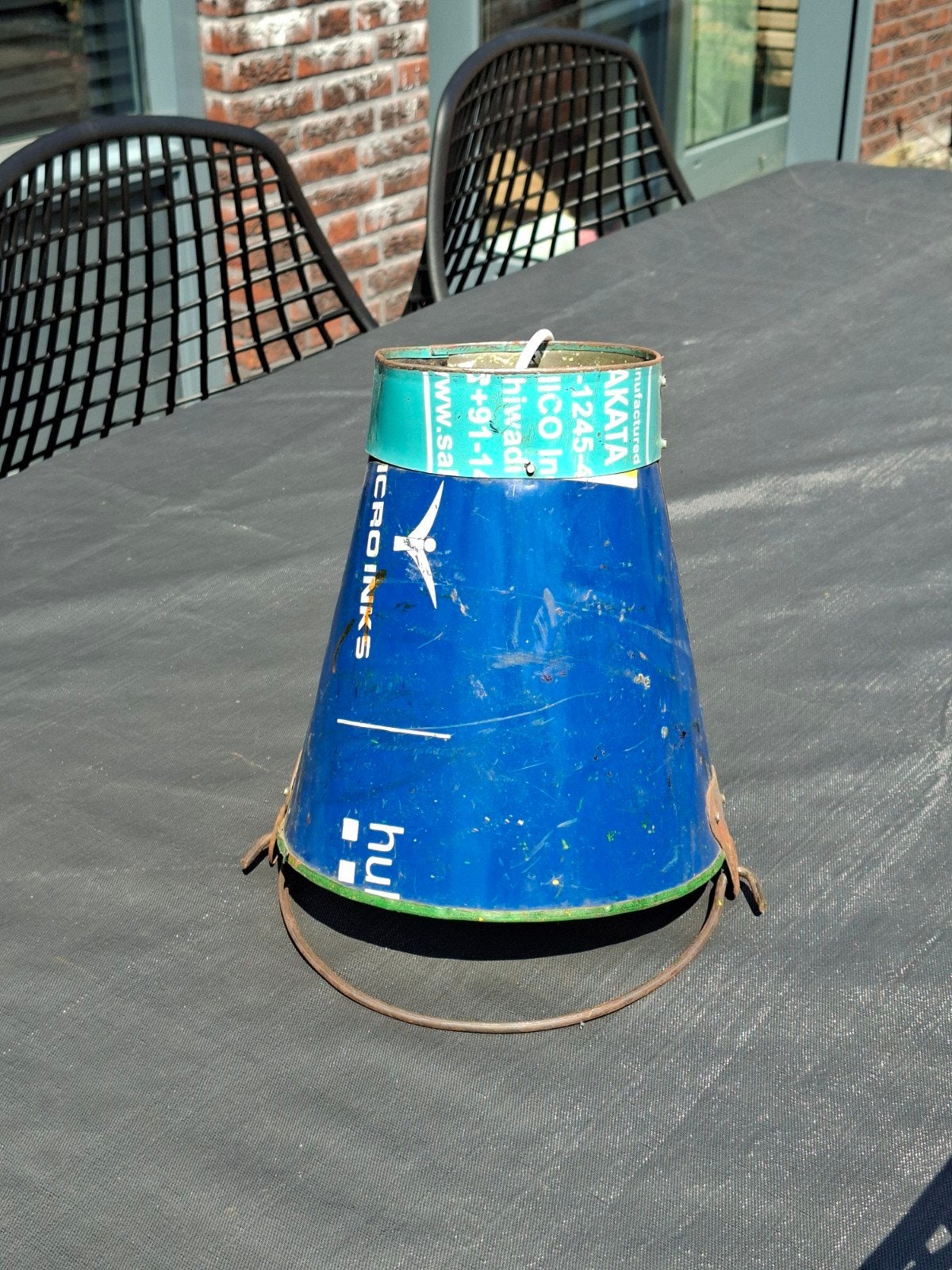 Unieke Hanglamp van Oud Verfblik, Gebruikt, Metaal, Industrieel, Upcycled, Vintage, E27 (groot)