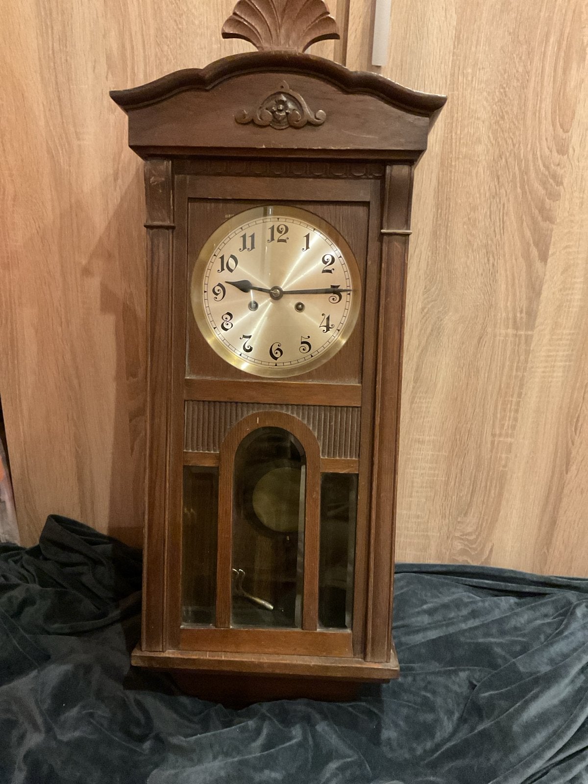 Antieke houten wandklok - Werkend, Ophalen