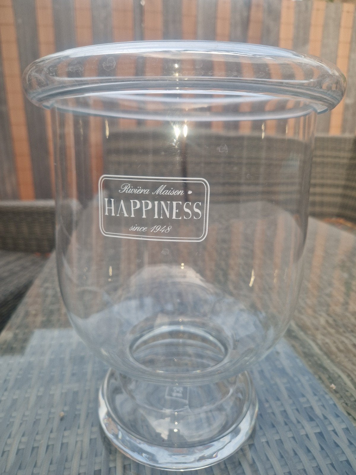 Riviera Maison Bloemen Vaas - Happiness since 1948, Ophalen, Op voet, Transparant, Glas
