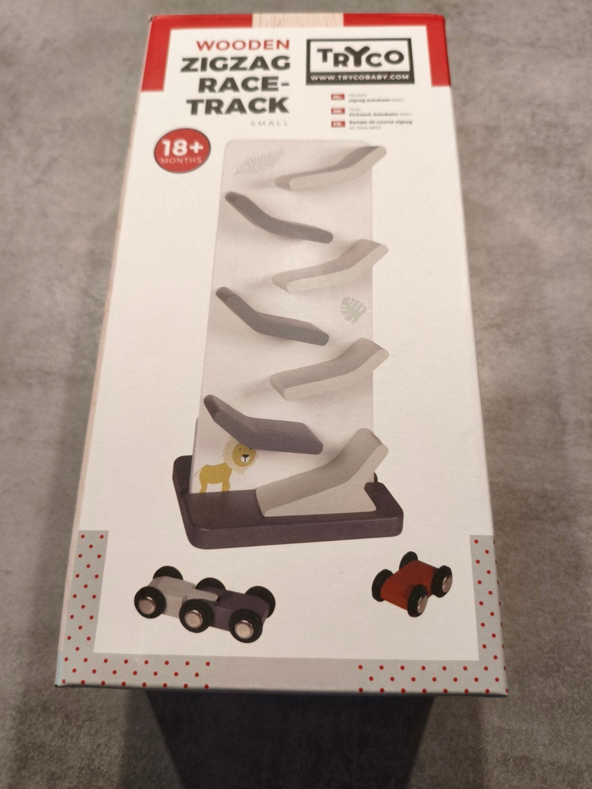 Tryco Houten Zigzag Racebaan met 2 Auto's, Ophalen, Zo goed als nieuw