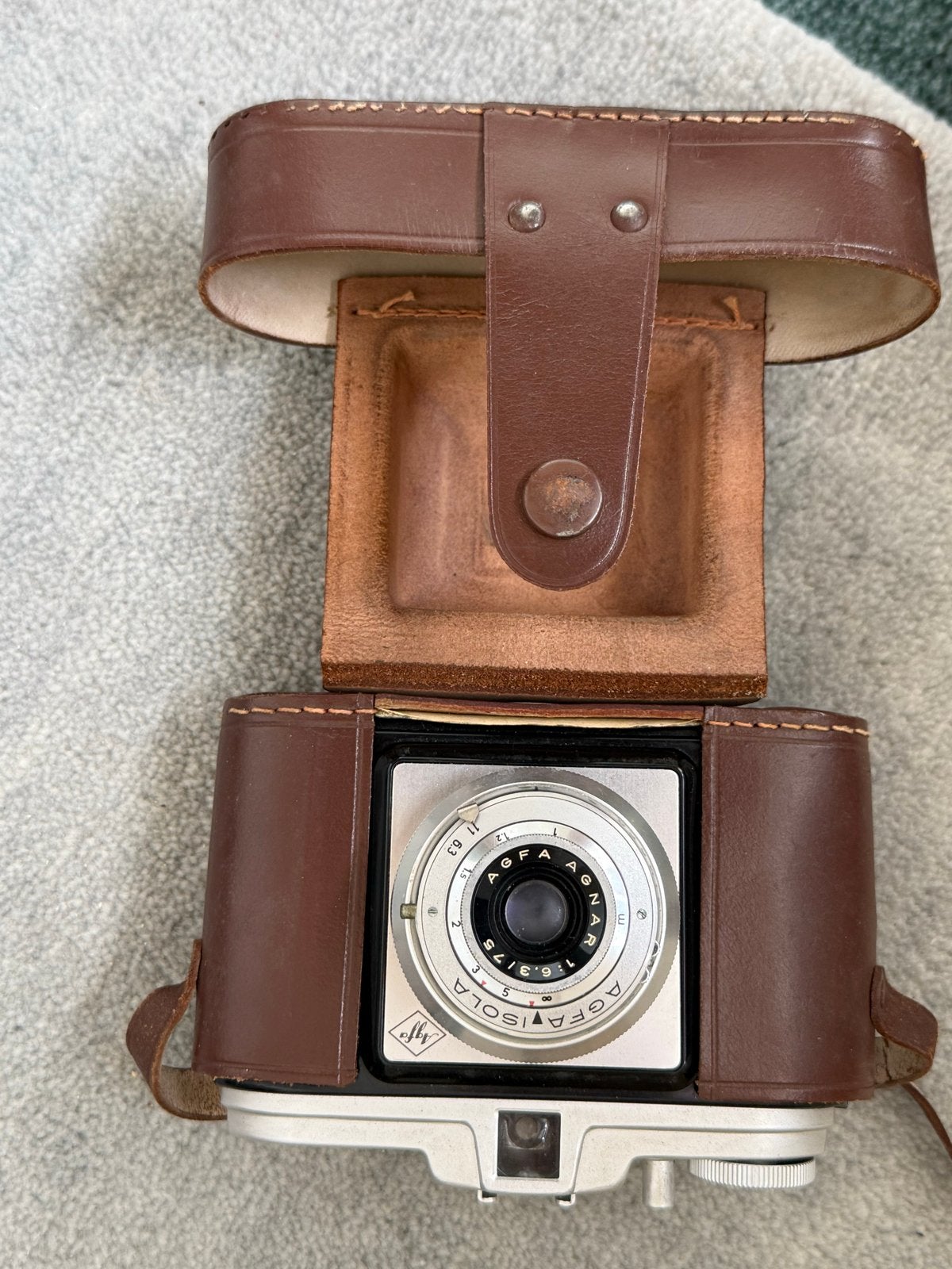 Vintage Agfa Isola camera met Agnar 1:6.3/75 lens, Ophalen of Verzenden, Gebruikt, Compact, Overige Merken
