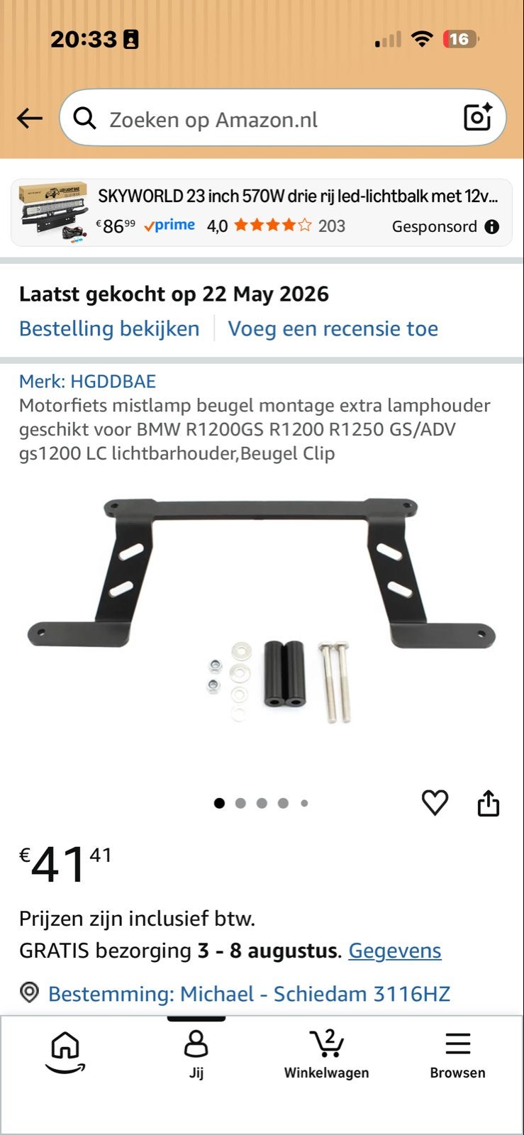 Mistlamp/verstraler beugel voor BMW R1200GS (nieuw), Ophalen of Verzenden, Nieuw