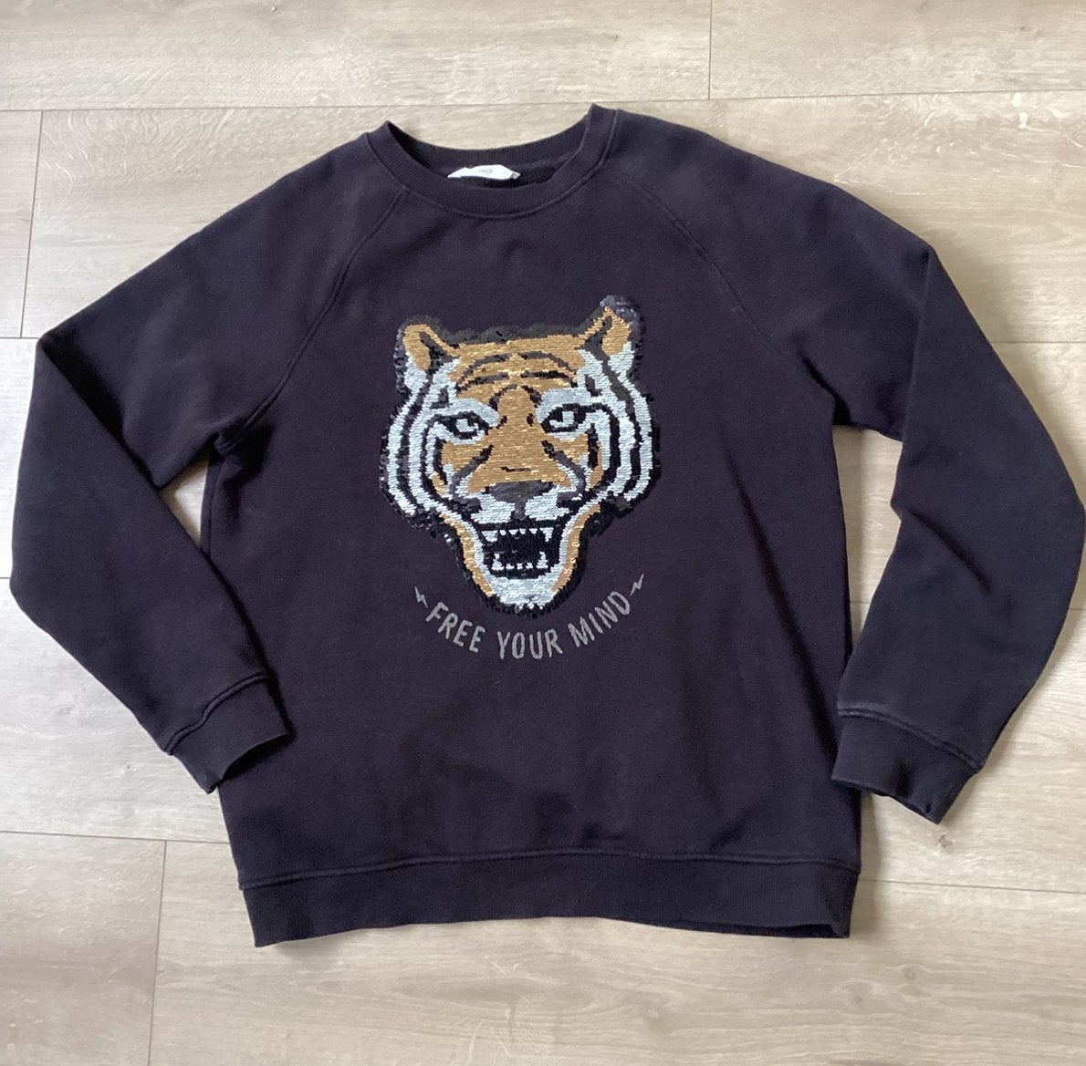 Sweater trui reversible Tijger Panter Mango 164 Nieuwstaat, Ophalen of Verzenden, Zo goed als nieuw, Meisje, Trui of Vest