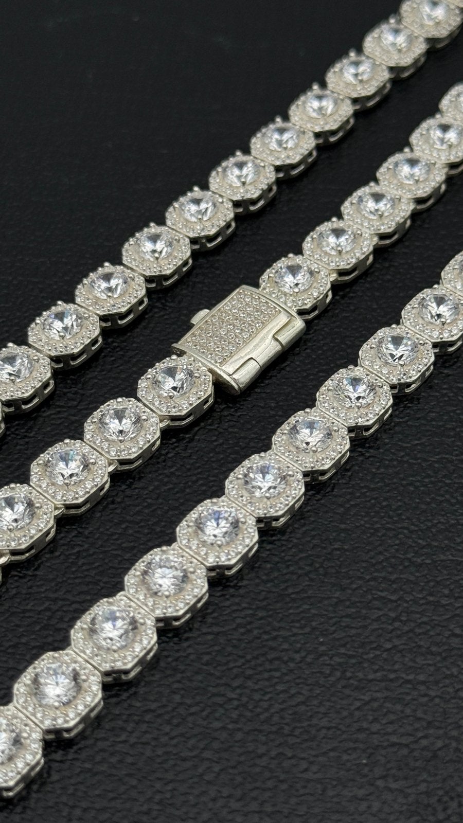 925 zilver tennis set - ICED OUT - 8 mm - 60 cm - 20 cm, Nieuw, Ophalen of Verzenden, Nvt, Nvt