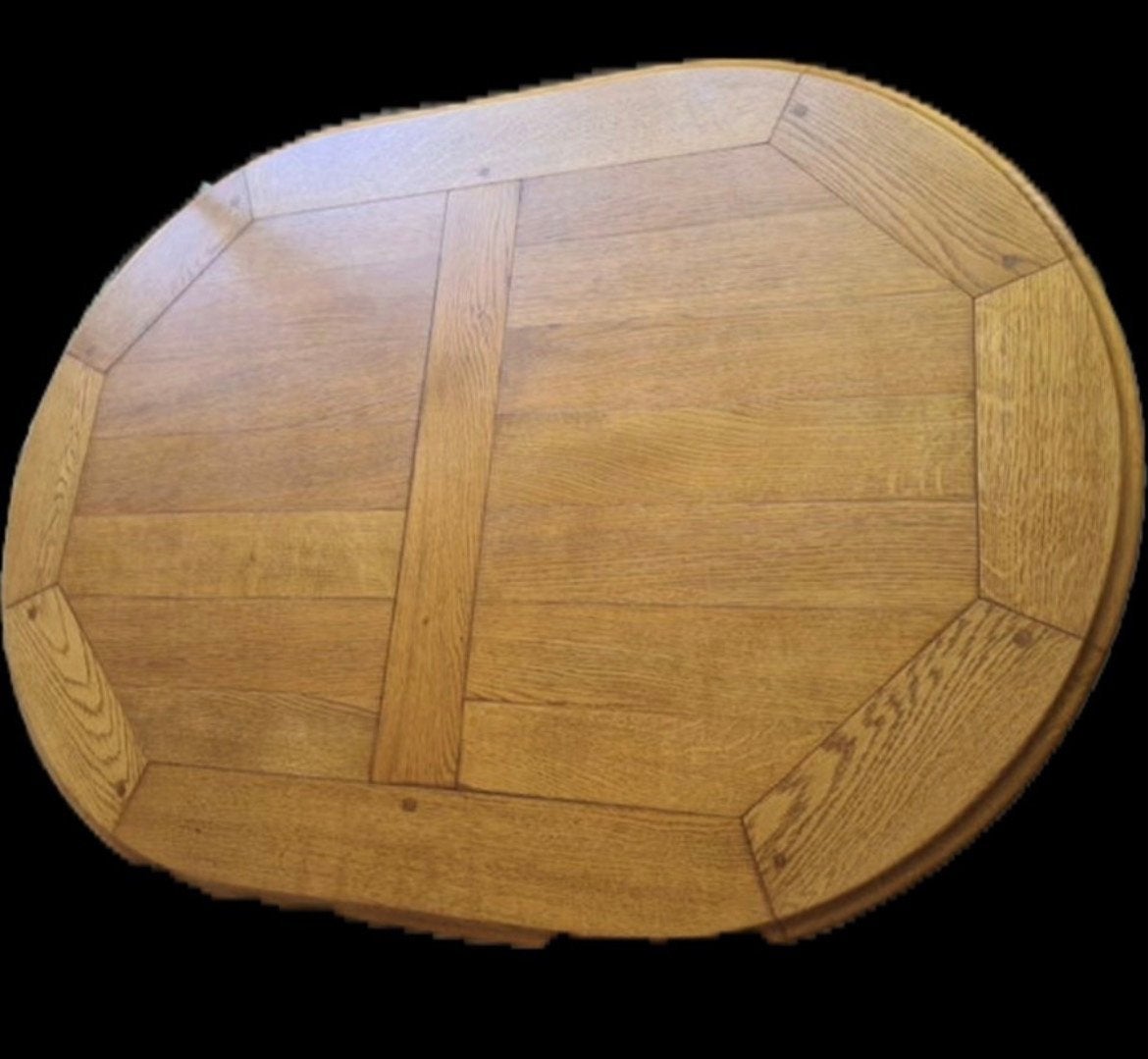 Blank eiken jugendstil salontafel, Ophalen of Verzenden, Ovaal, 75 cm of meer