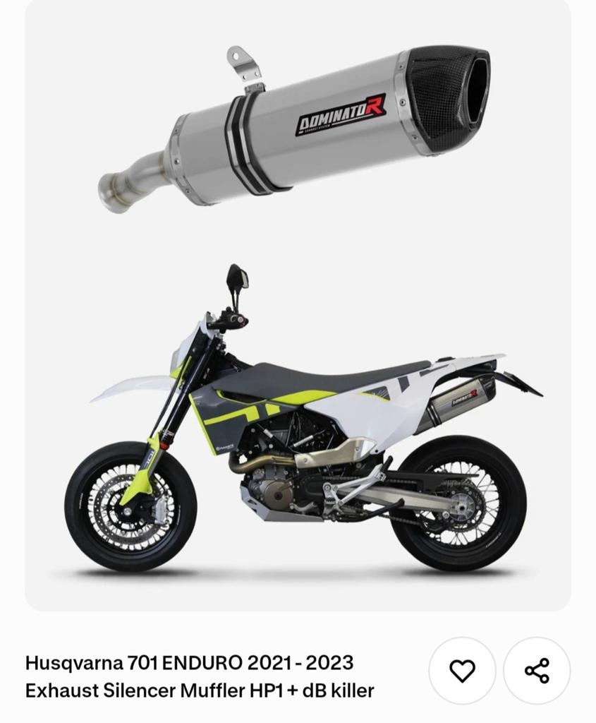 Dominator Uitlaatdemper NIEUW Husqvarna 701 Enduro 2021-2023, Ophalen of Verzenden, Nieuw