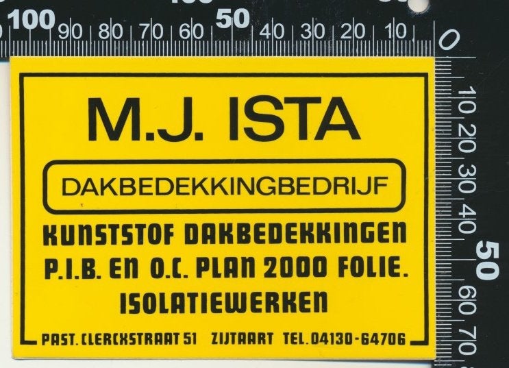 Sticker: Ista Dakbedekkingbedrijf - Zijtaart, Ophalen of Verzenden, Zo goed als nieuw, Bedrijf of Vereniging