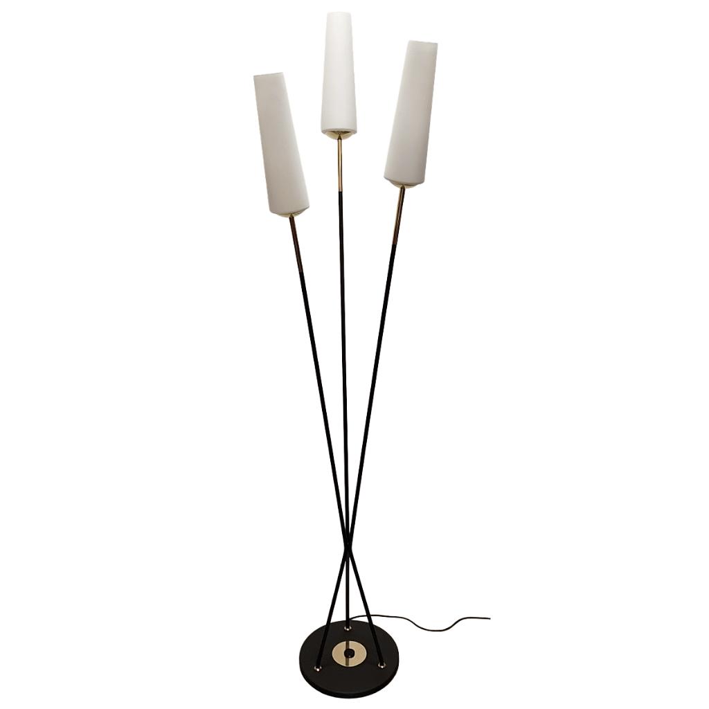 Vintage design vloerlamp door René Mathieu, Ophalen, Gebruikt, Glas, 150 tot 200 cm