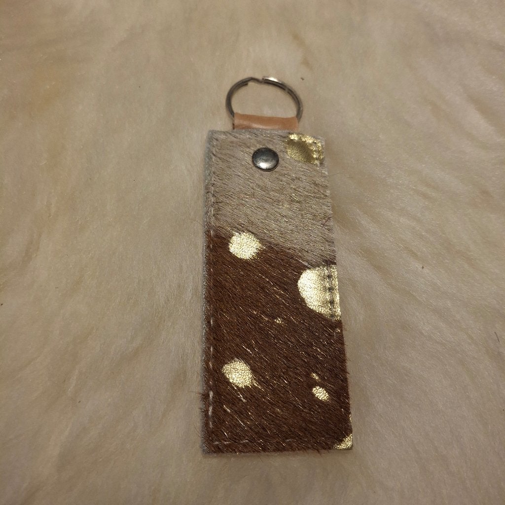 Leren tashanger / sleutelhanger - Rechthoek wit bruin, Dier of Natuur, Nieuw, Ophalen of Verzenden