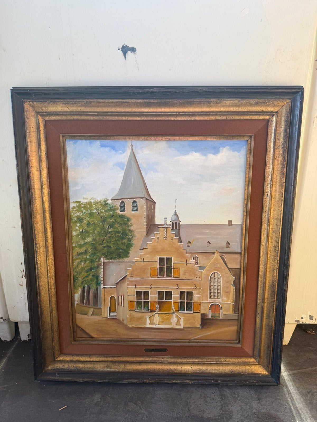 Schilderij oude raadhuis Halsteren, Antiek en Kunst, Kunst | Schilderijen | Klassiek, Ophalen