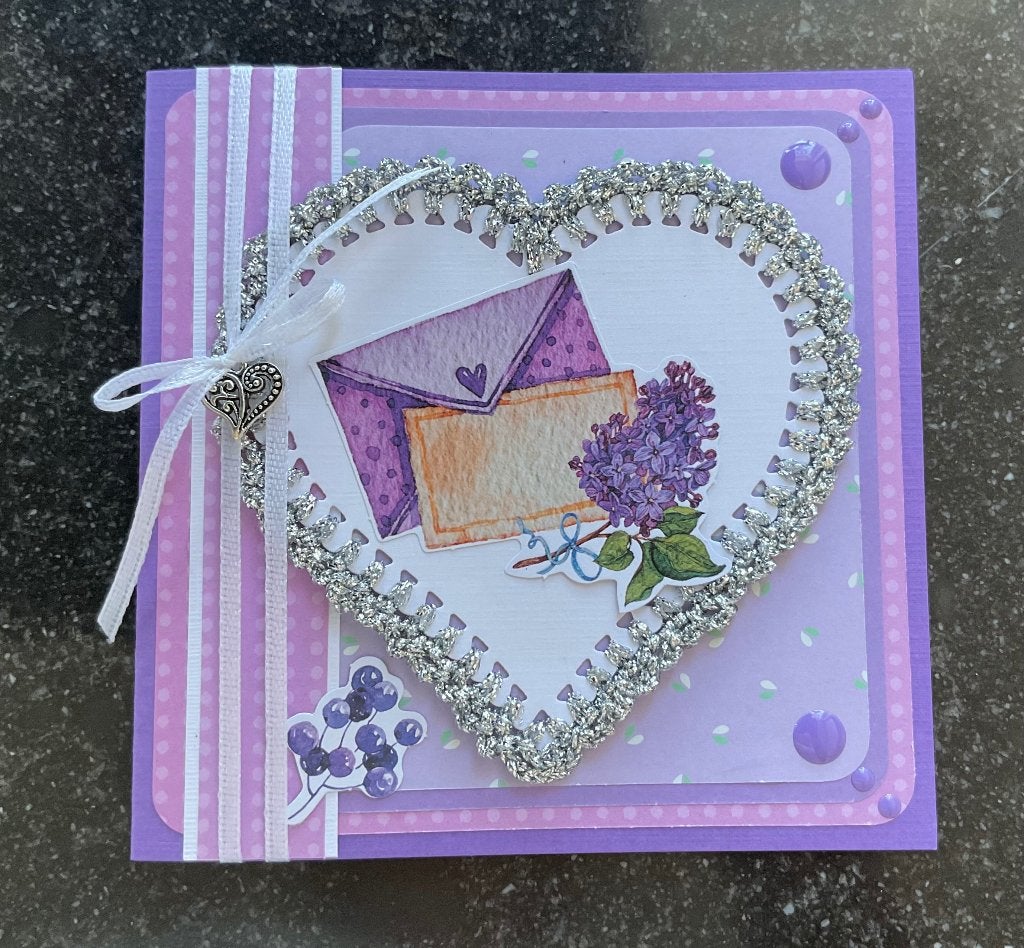 Nr 3 wenskaart met haakwerk Hart liefde, Hobby en Vrije tijd, Verzenden, Nieuw, Overige thema's