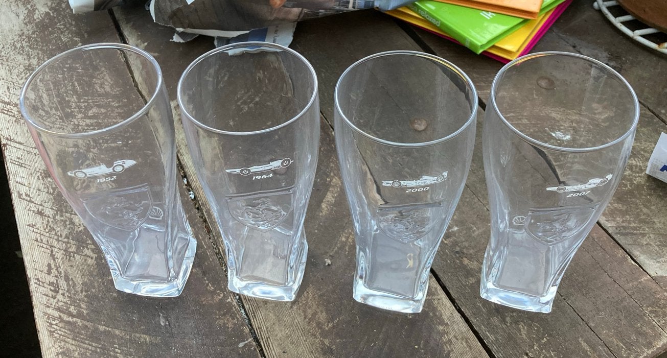 Set van 4 Ferrari Shell glazen - Formule 1 en klassieke auto, Ophalen of Verzenden, Zo goed als nieuw, Auto's