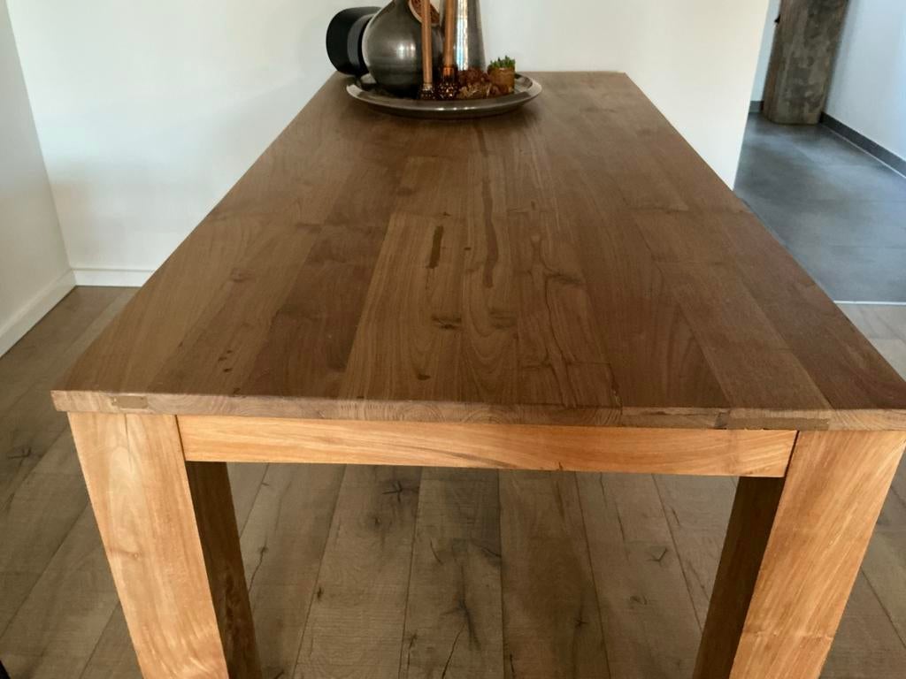 Massief teak eetkamertafel, Huis en Inrichting, Tafels | Eettafels, Gebruikt, 50 tot 100 cm, 150 tot 200 cm, Vier personen, Rechthoekig