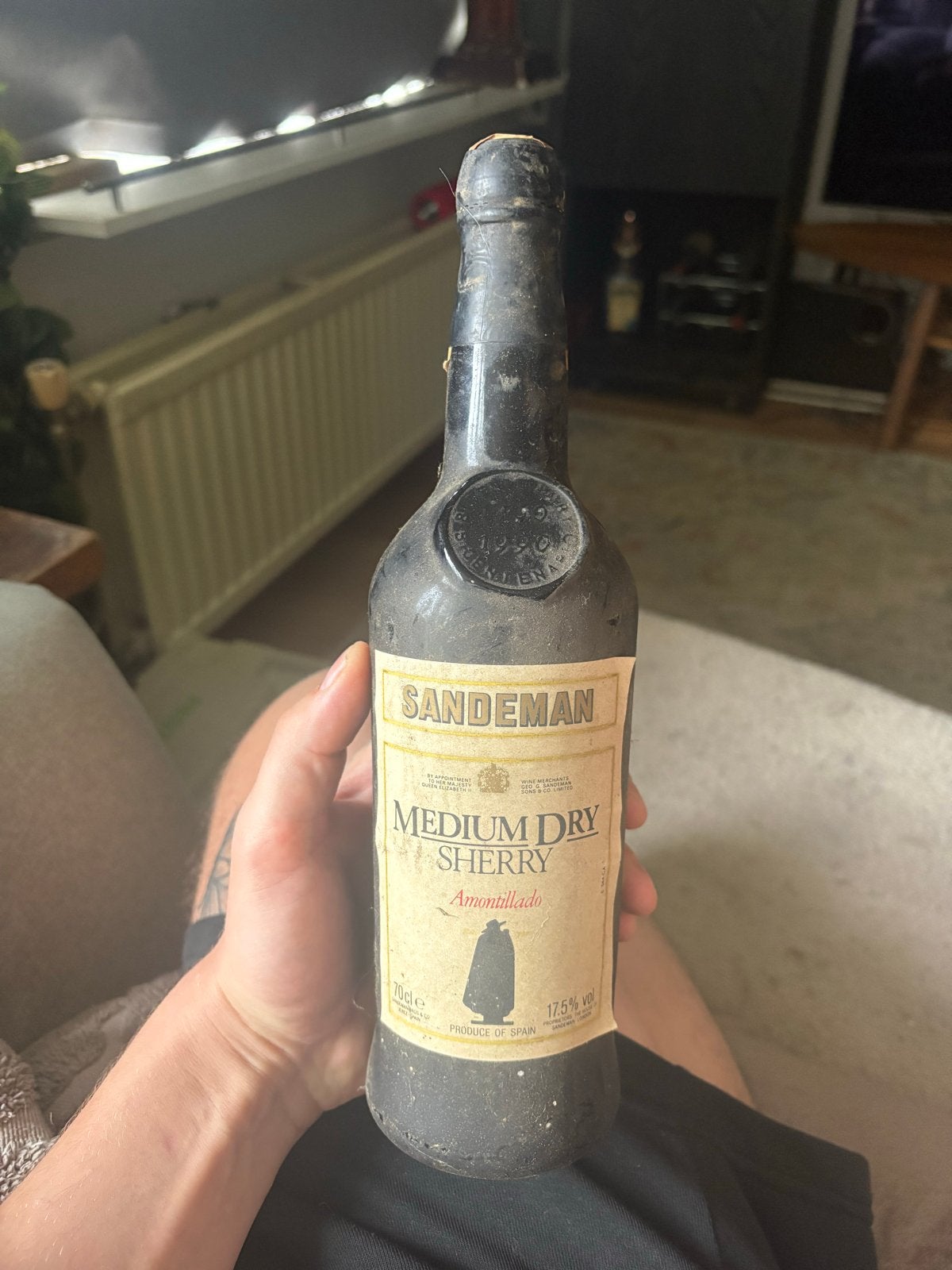 Vintage Sandeman Medium Dry Sherry Amontillado, Verzamelen, Wijnen, Gebruikt, Overige typen, Spanje, Vol, Ophalen of Verzenden