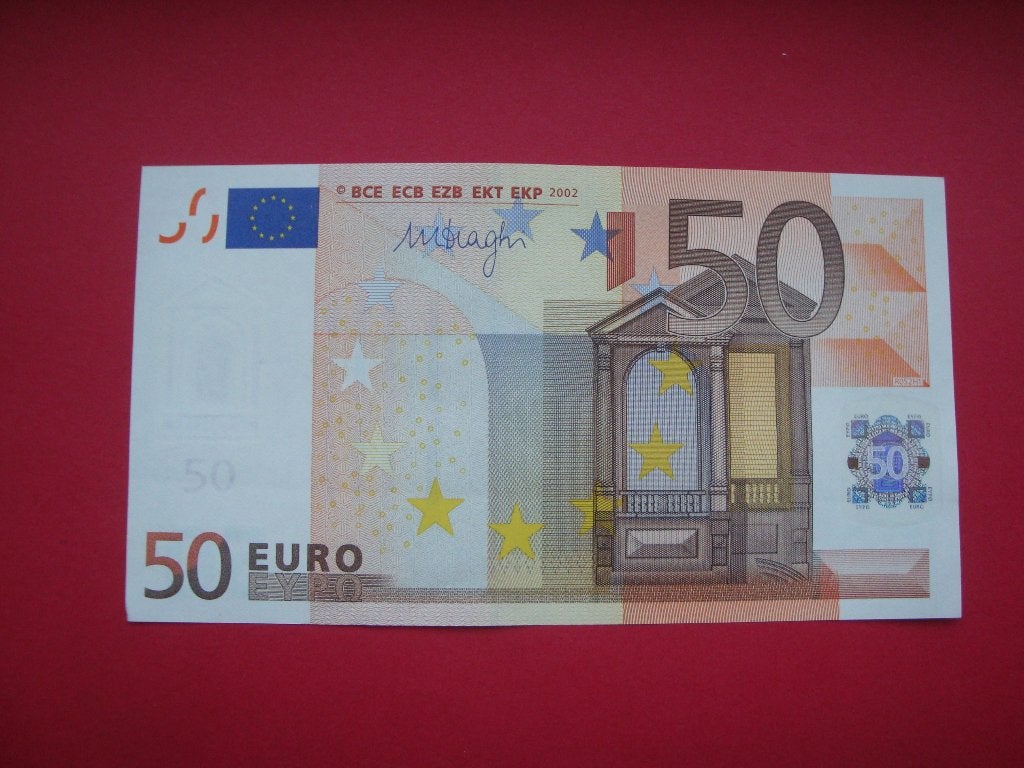 Bankbiljet Slovenië 50 Euro Draghi 2002., Postzegels en Munten, Verzenden, Slovenië, 50 euro, Los biljet