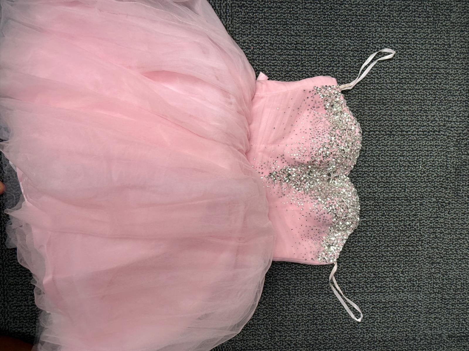Roze Galajurk met Strass en Tule, Kleding | Dames, Ophalen, Roze, Maat 36 (S), Onder de knie