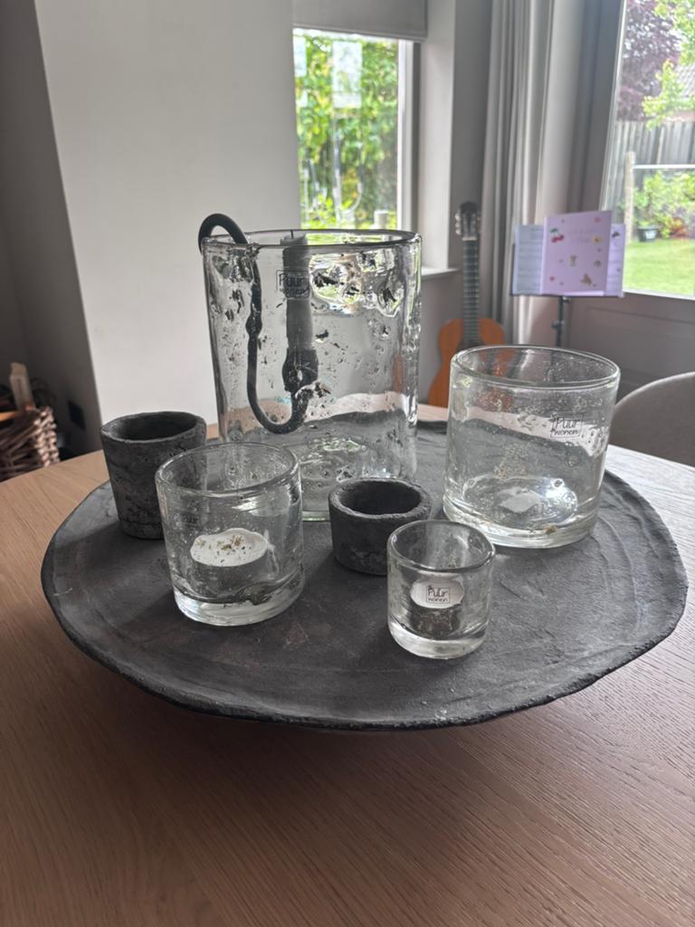 Pmr plateau en Puur wonen windlichten., Ophalen, Gebruikt