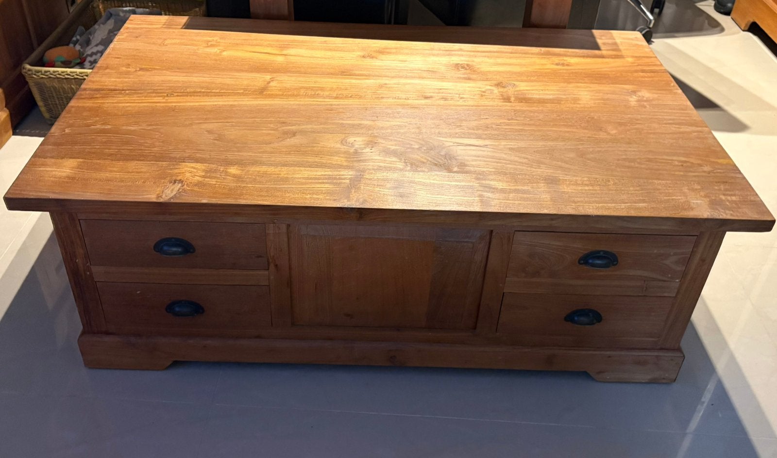 Teakhouten  Salontafel, Ophalen, Teakhout, 50 tot 100 cm, Zo goed als nieuw