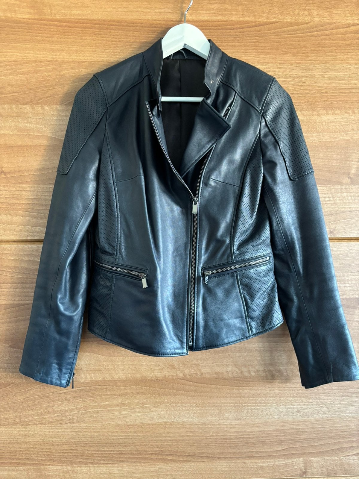 Mooie donker blauwe leren jas  Maat 38, Ophalen of Verzenden, Zo goed als nieuw, Maat 38/40 (M), Blauw
