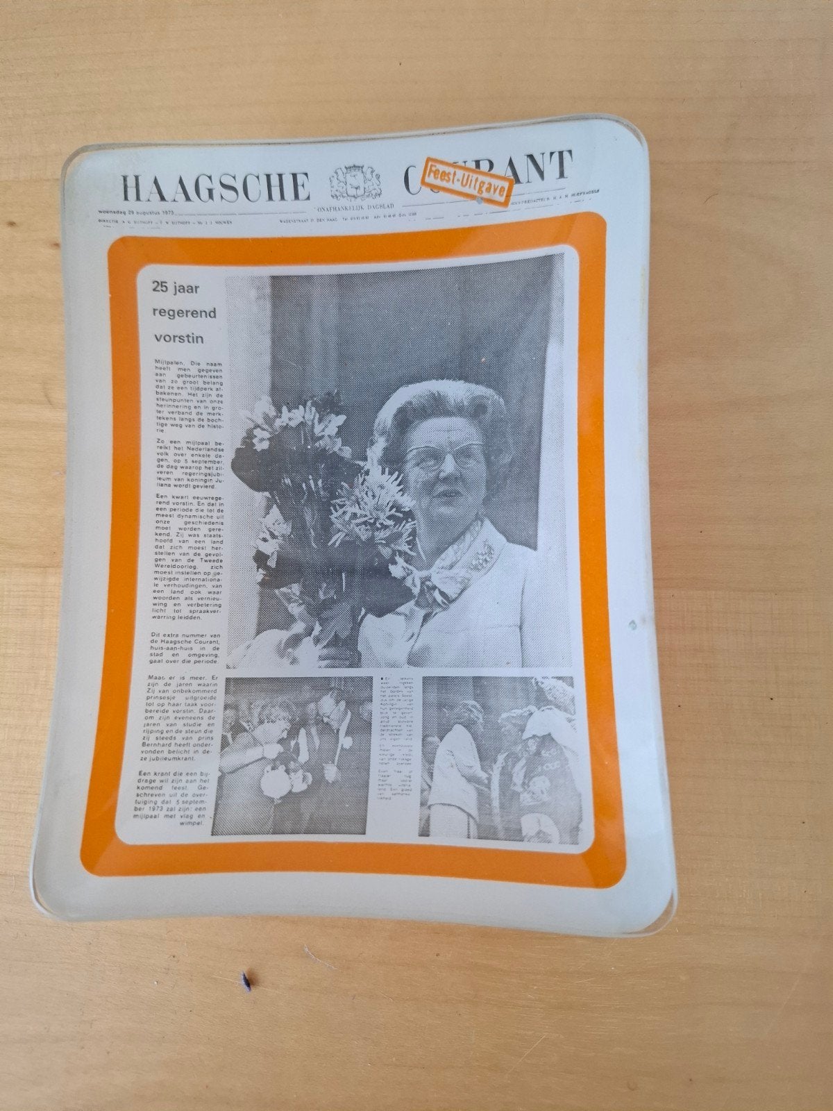 Vintage glazen asbakje, koningshuis., Verzamelen, Ophalen of Verzenden, Servies