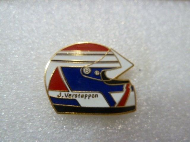 Pin J. Verstappen helm, Verzamelen, Ophalen of Verzenden, Gebruikt, Sport, Speldje of Pin