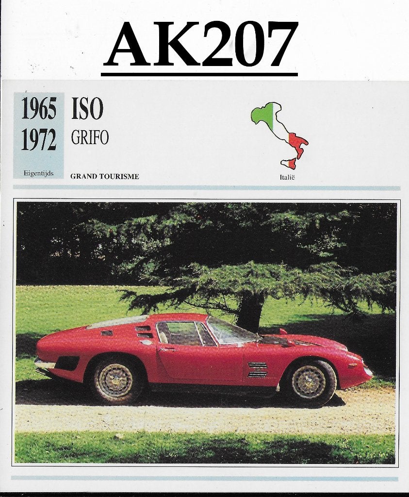 Ak207 autokaart iso grifo ( 1965- 1972 ), Ophalen of Verzenden, Zo goed als nieuw, Auto's