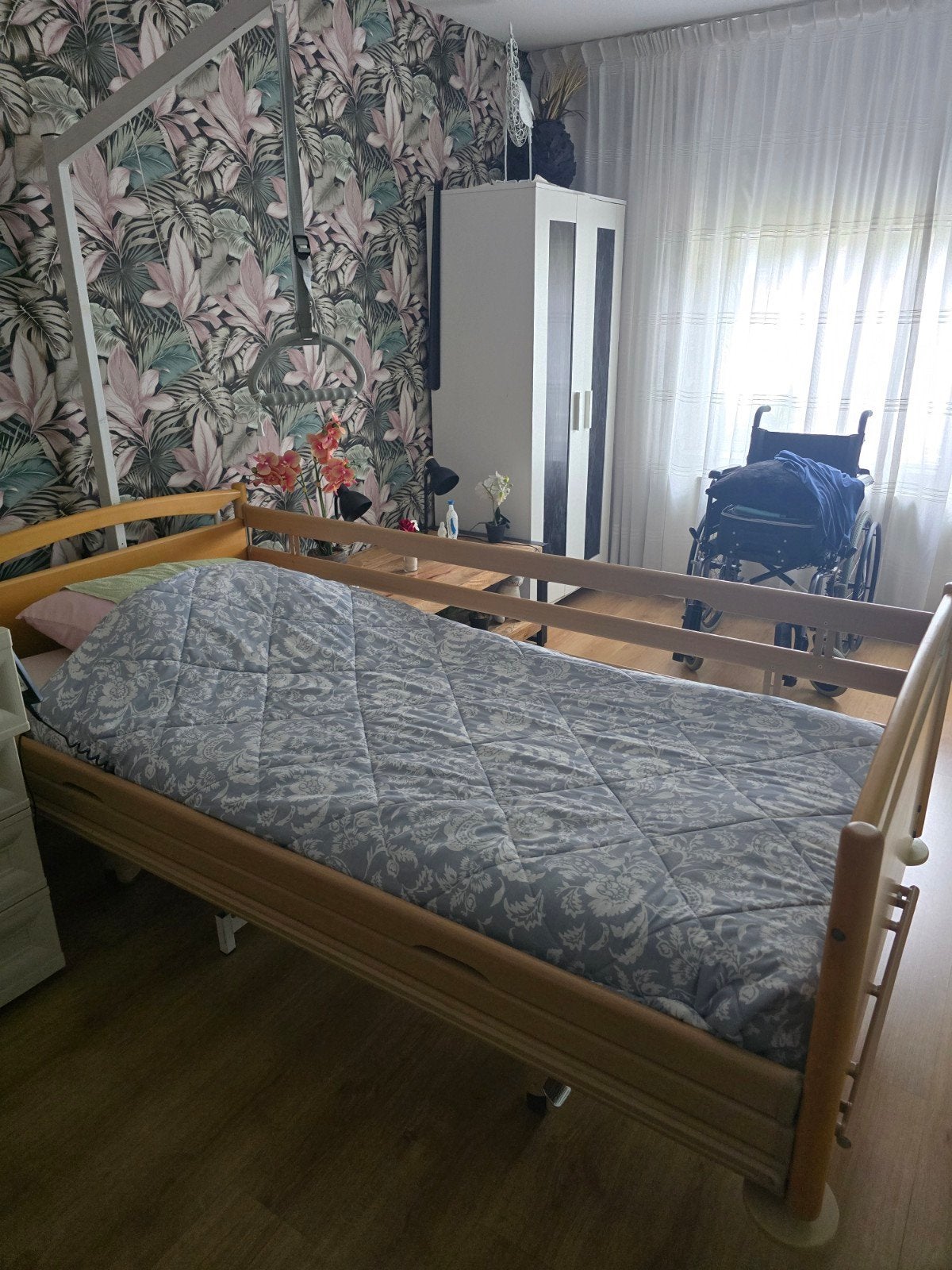 Hoog-laag bed met afwasbaar matras, Ophalen, Eenpersoons, Hout, Verstelbaar