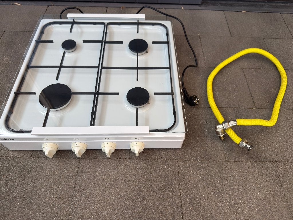 Pelgrim Gaskookplaat (Vrijstaand, 54cm, incl. RVS gasslang), Zo goed als nieuw, Gas, Vrijstaand, 4 kookzones