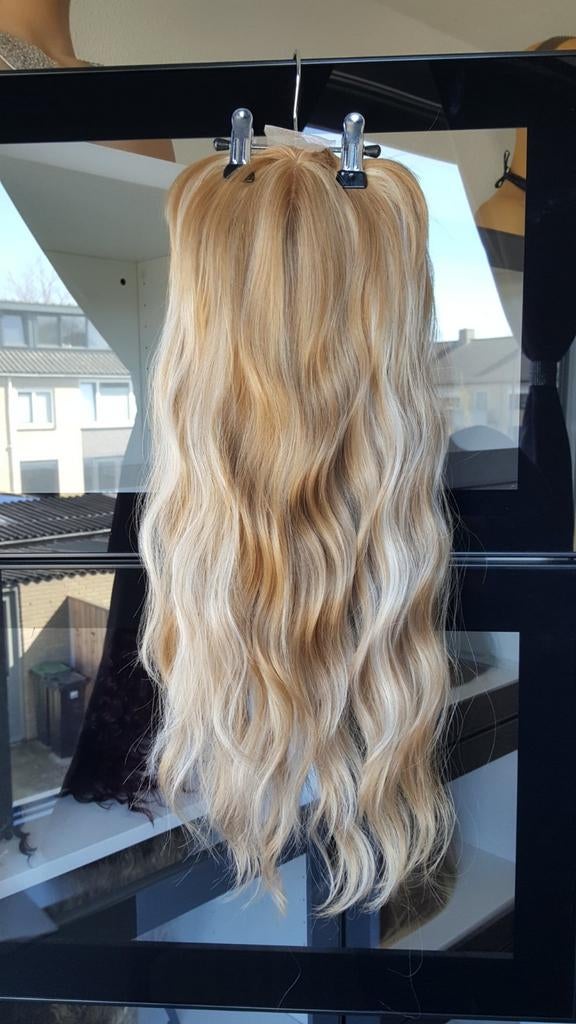 HaarTopper: #5 - Gemixt Donker/Licht blond - Wavy - 50/55cm, Ophalen of Verzenden, Nieuw, Pruik of Haarverlenging
