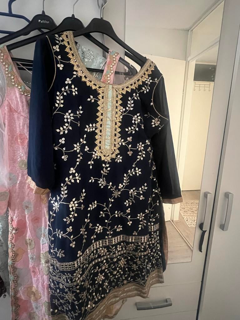 Churidar jurk Indiase kleding, Maat 38/40 (M), Blauw, Ophalen of Verzenden, Zo goed als nieuw