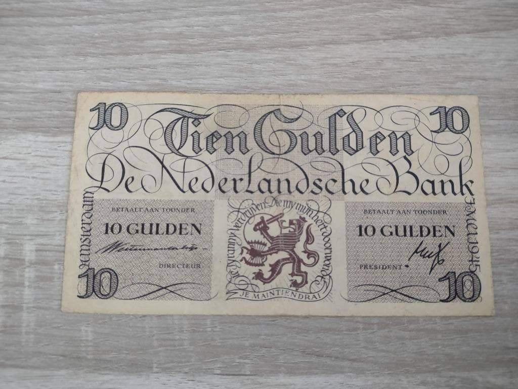 Replacement biljet 10 gulden geldzuivering Lieftinck, 1945, Ophalen of Verzenden, 10 gulden