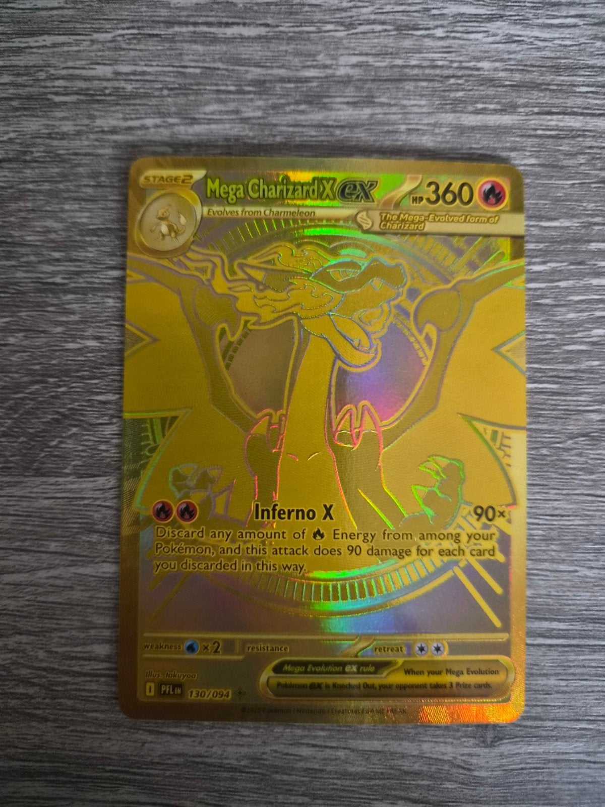 Mega Charizard X ex Goldcard Phantasmal Flames, Verzenden, Zo goed als nieuw, Losse kaart, Foil