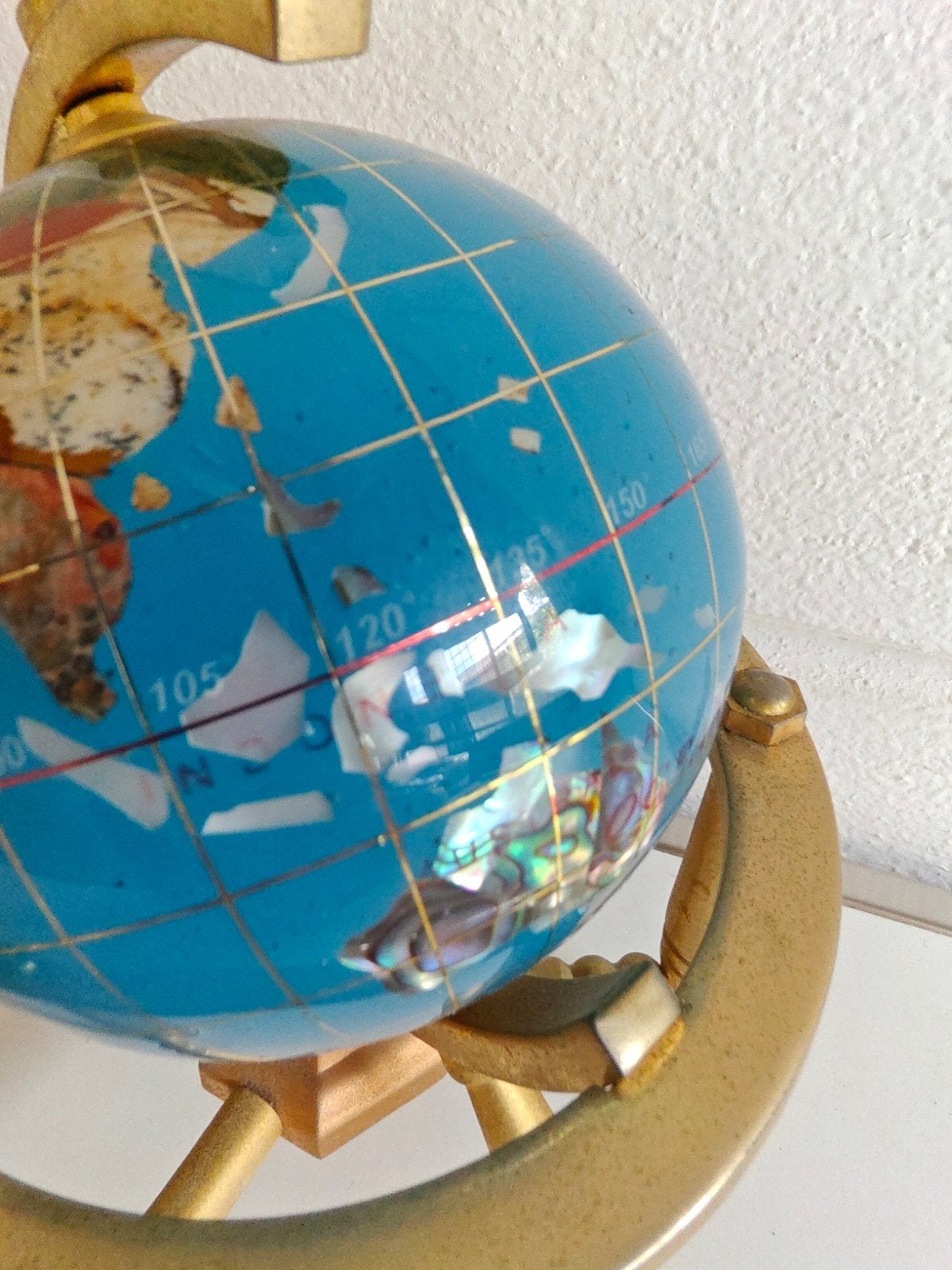 Compacte Lapis Lazuli Gemstones Wereldbol Globe Hoogte 15 cm, Glas, Draaibaar, Ophalen of Verzenden, Zo goed als nieuw