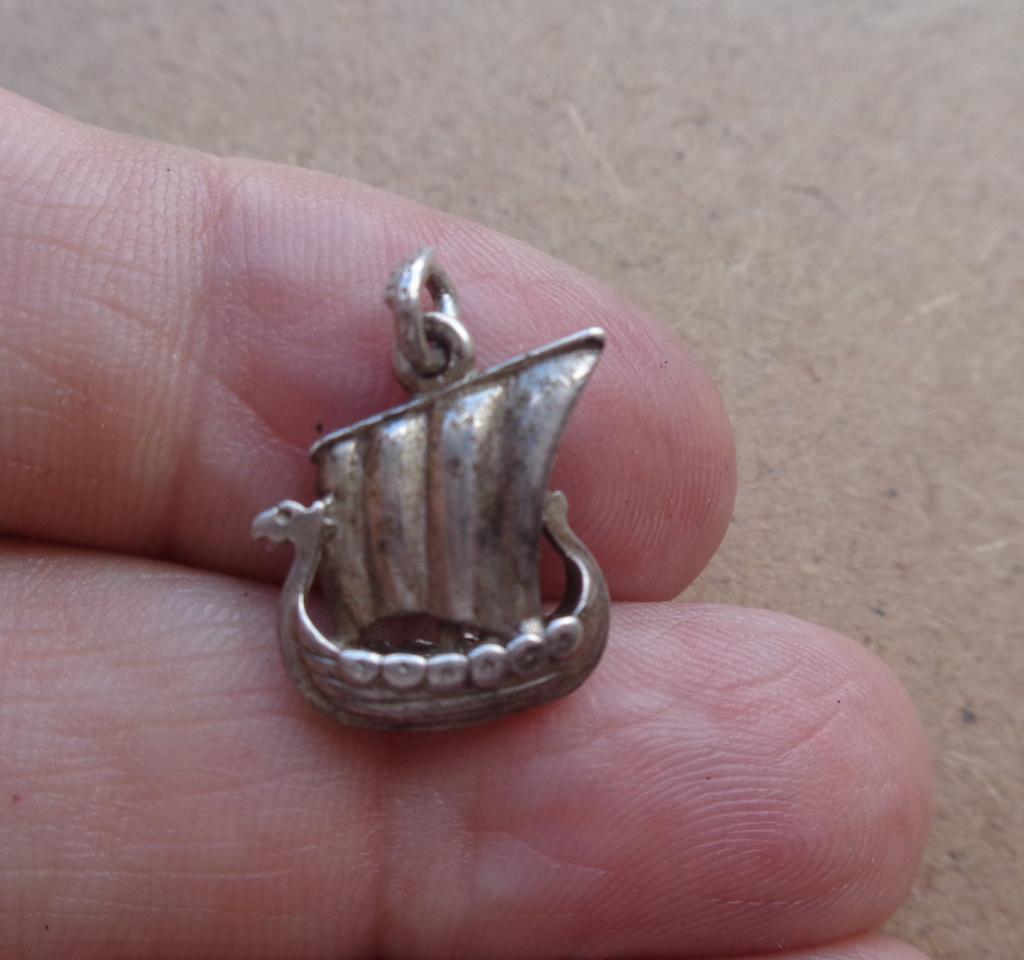 zilveren vintage bedel viking schip [876], Overige merken, Verzenden, Zo goed als nieuw, 1 bedel