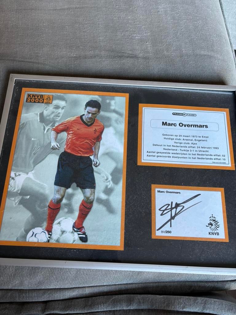 Mooie foto met lijst met handtekening, Verzamelen, Sportartikelen en Voetbal, Ophalen of Verzenden, Zo goed als nieuw, Buitenlandse clubs