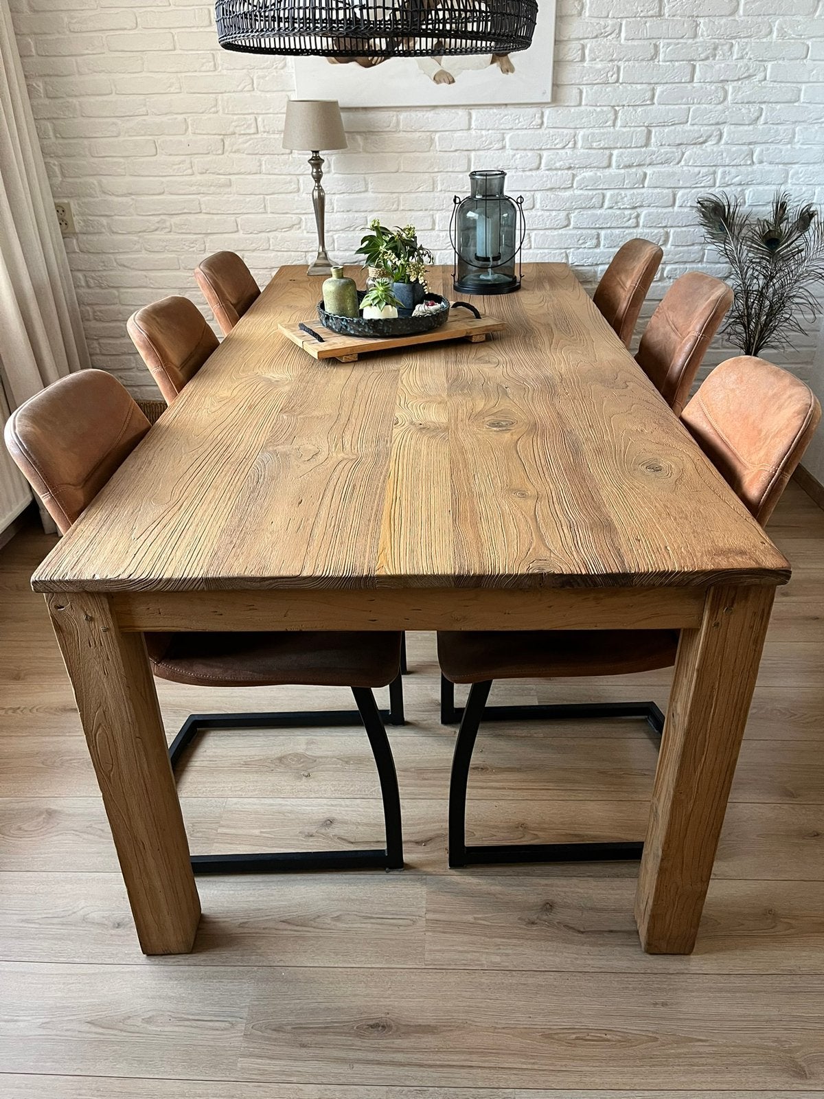6-persoons eettafel licht eiken, Huis en Inrichting, Tafels | Eettafels, Ophalen, 200 cm of meer, 50 tot 100 cm, Zo goed als nieuw