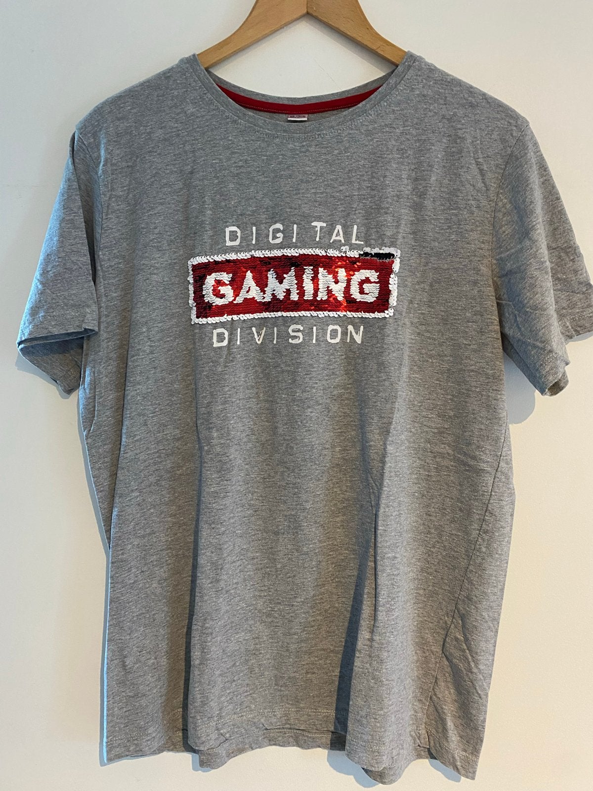Grijs T-shirt met omkeerbare pailletten - Gaming/Winner, Ophalen of Verzenden, Nieuw, Maat 46 (S) of kleiner, Grijs