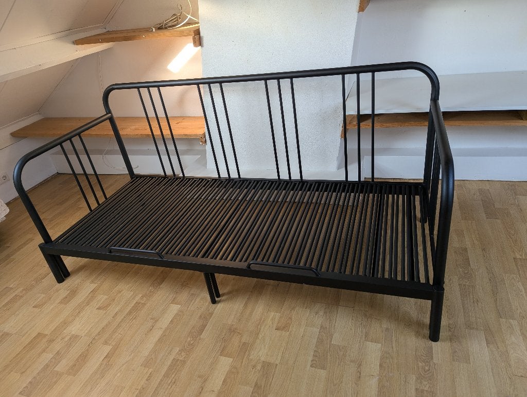 Ikea Fyresdal Onderstel bedbank, Ophalen, Zwart, Tweepersoons, 200 cm